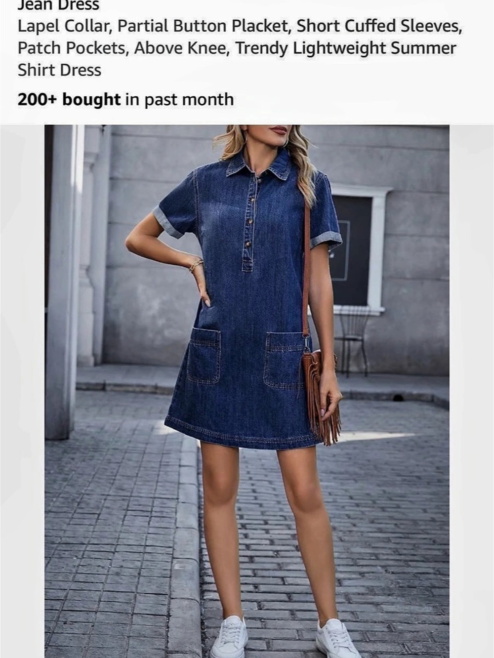 SIDEFEEL Womens Denim Dress Casual Trendy Mini Jean Dress Mini Blue Large